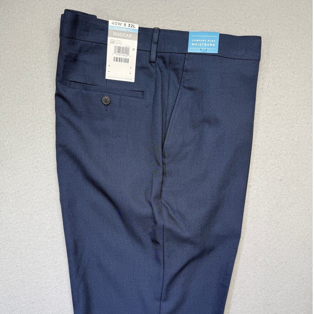 Haggar Stretch Travel Performance Tailored Fit Suit Pants, blue 40x32 $100